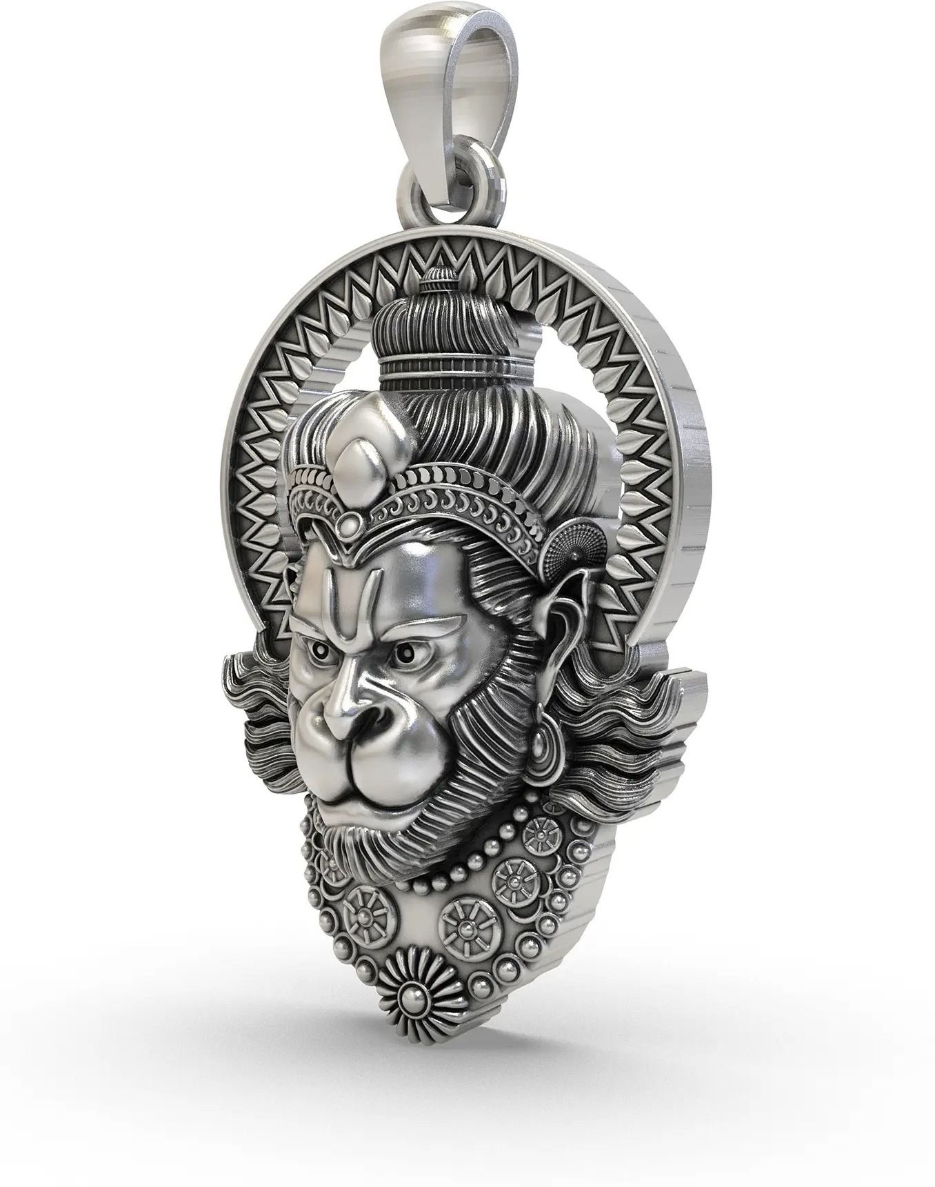 Bajrang Bali Pendant Necklace for Men Boys Stainless Steel Chain Silver Stainless Steel Locket Set-image-39