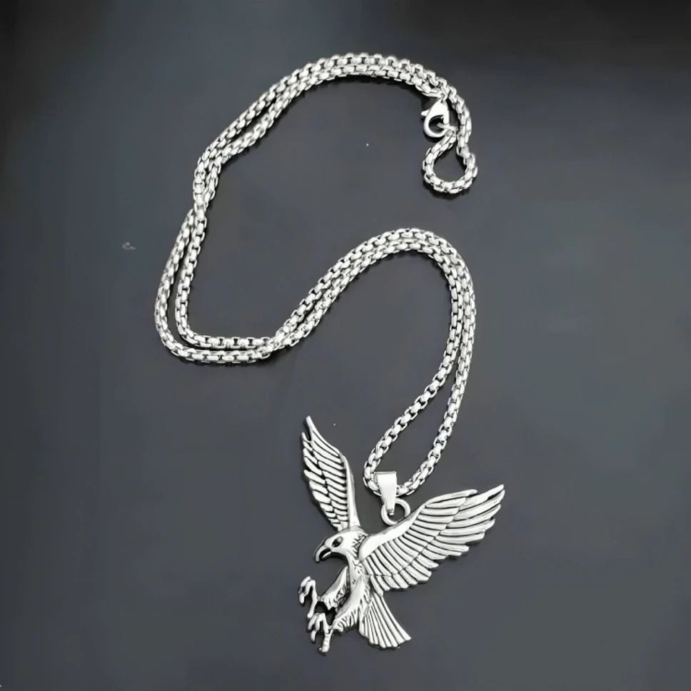 Stylish War Eagle Flying Pendant for Boys & Girls Sterling Silver Silver Silver, Stainless Steel Locket