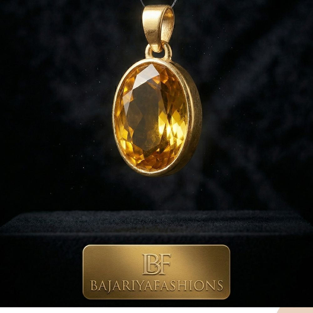 Yellow Citrine Gemstone Pendant | Oval Cut Crystal Locket | Unisex Jewelry Gold-plated Sapphire Crystal Pendant-image-11