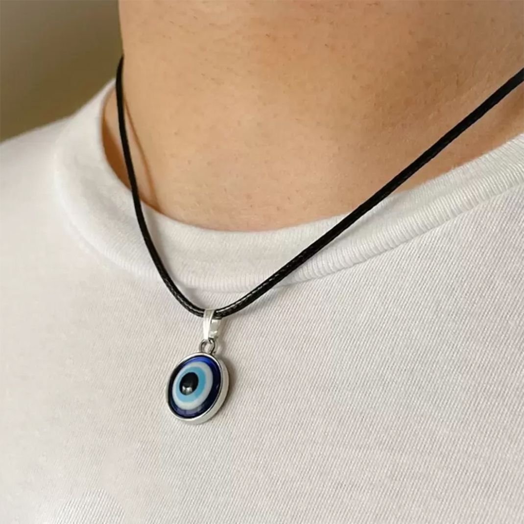 Turkish Blue Glass Evil Eye Black Dori Charm For Protection Plated Silver Alloy Pendant-image-33