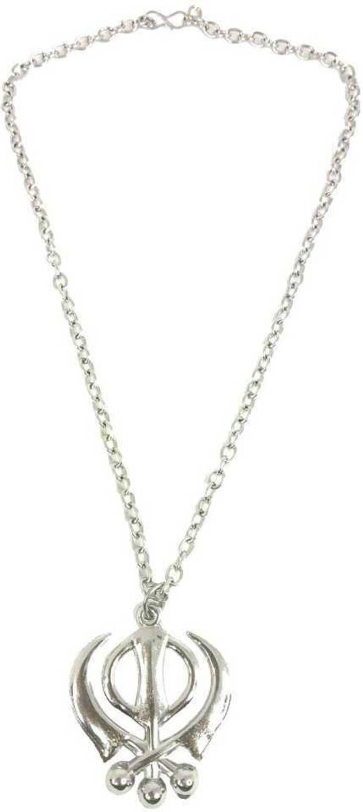 armoise Waheguru Ji Sikh Khanda Pendant with Chain Alloy Locket Set-picture-16