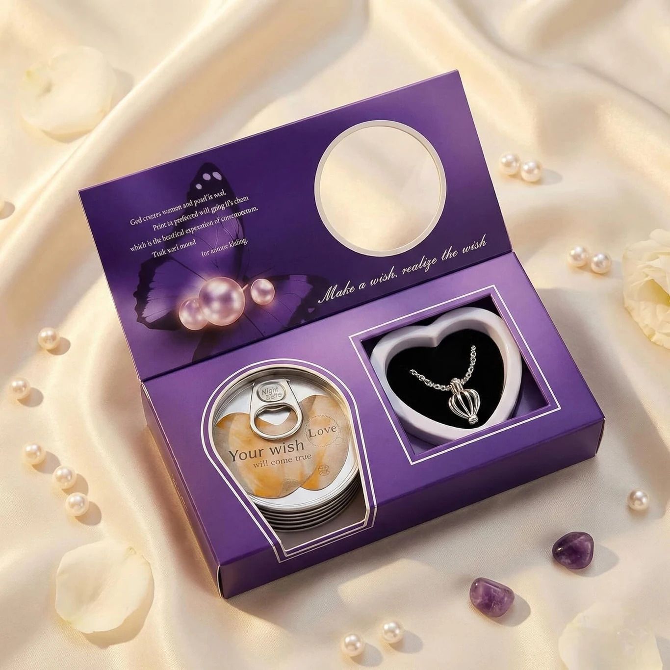 glamshe Diamond Love Wish Necklace Gift Set Real Oyster With Hidden Pearl Pendant Set Sterling Silver Mother of Pearl, Zircon Stainless Steel Pendant Set-picture-17