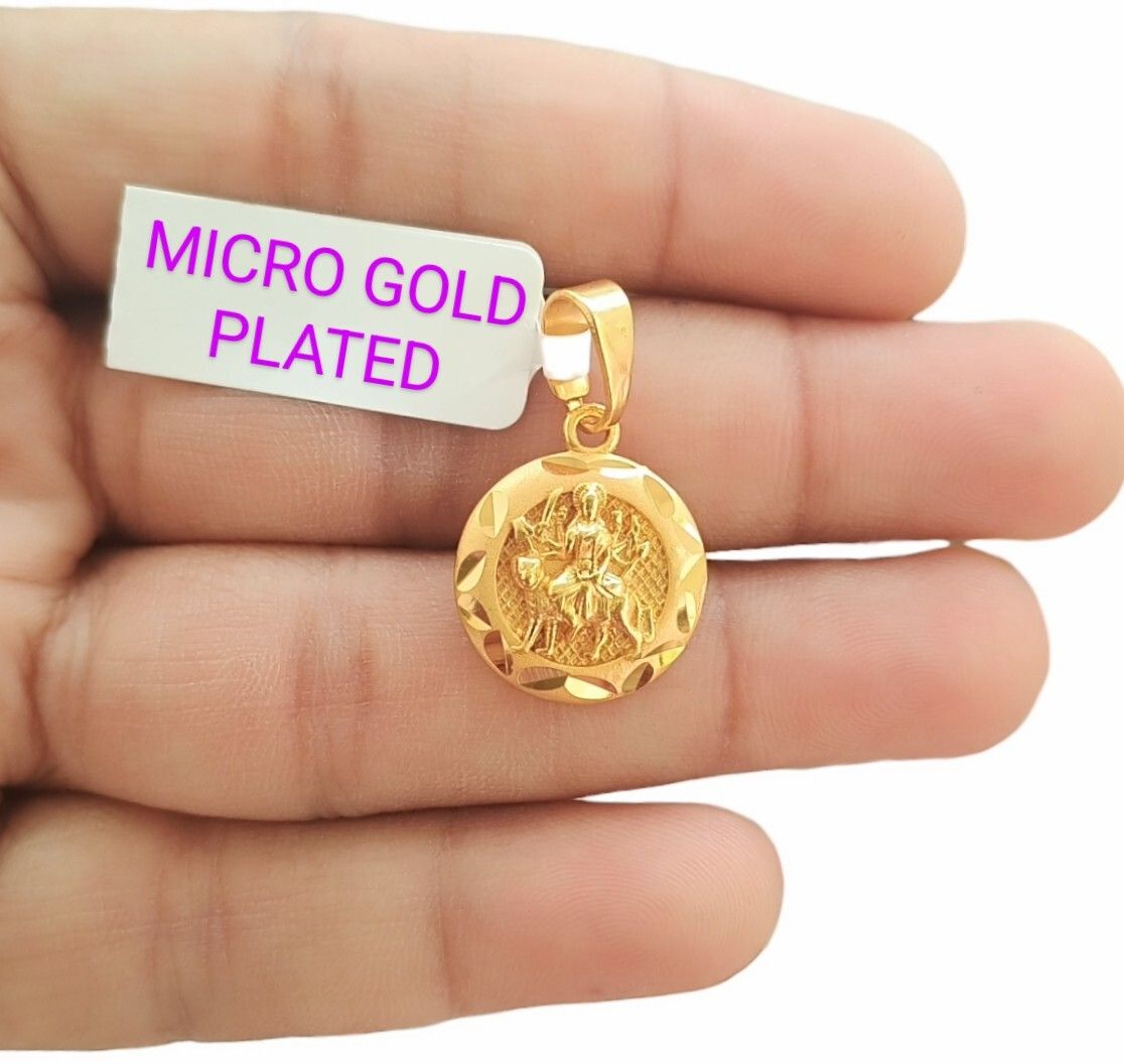 Durga Maa Gold plated Round Locket Gold-plated Brass Locket-image-23