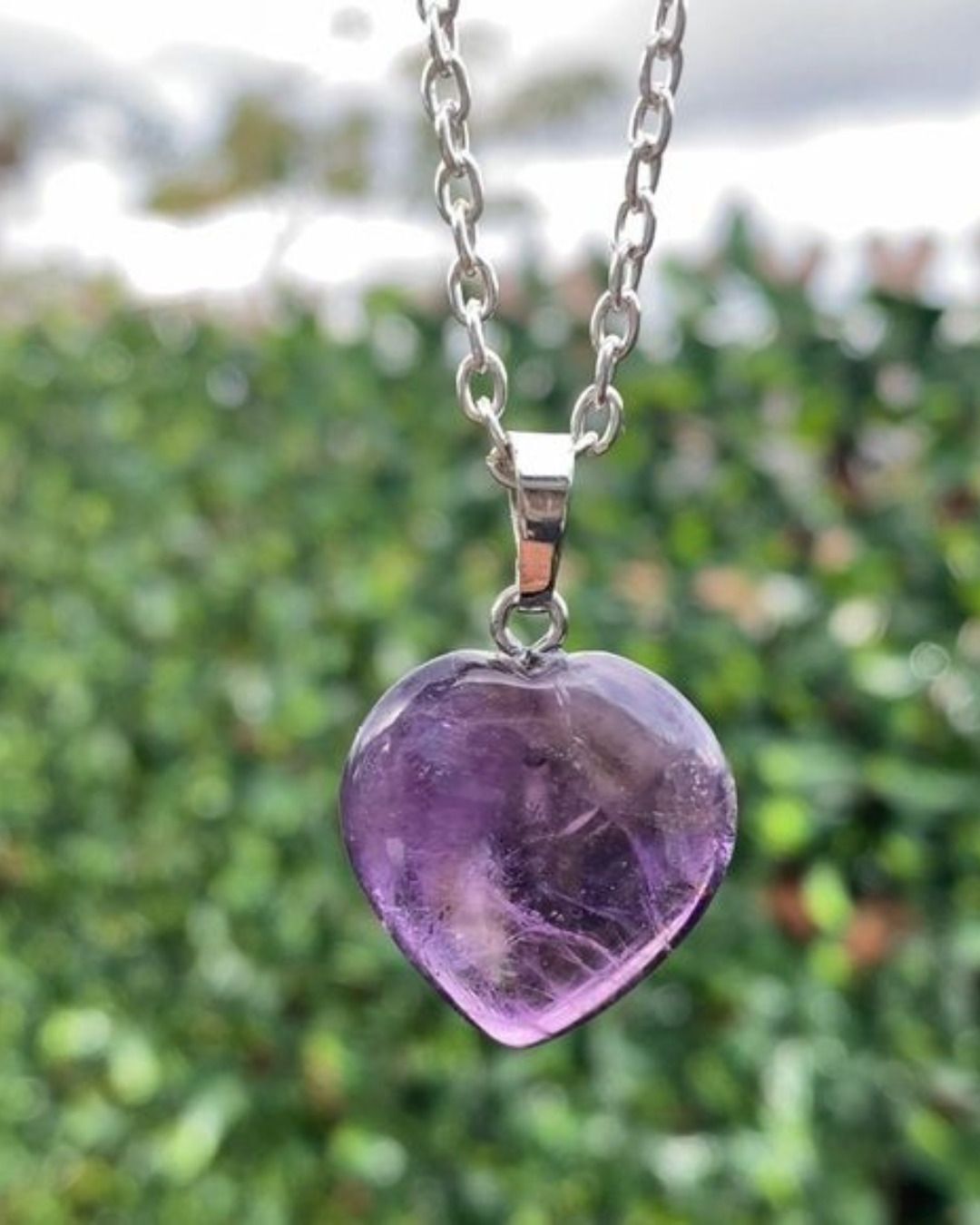 Original Natural Amethyst Heart Crystal Stone Pendant for Healing and Meditation Amethyst Crystal Pendant-image-13