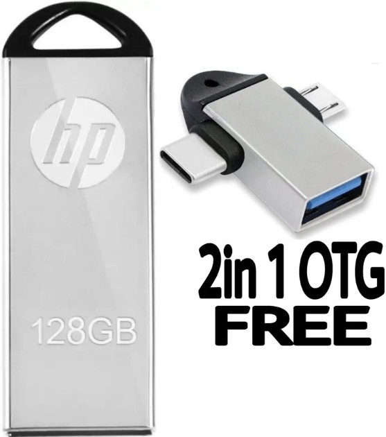 HP V221 128 GB Pen Drive Compatible with Audio Player, Desktop Computer, Laptop, Gaming Console, Mobile, Netbook USB 3.0 Metal Case image 1