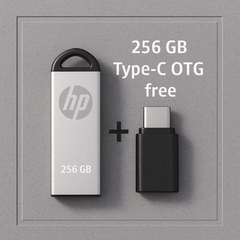 HP V220 WITH C OTG 256 GB Pen Drive Compatible with Audio Player, Desktop Computer, Laptop, Television, Mobile, Netbook USB 2.0, USB 3.0 Metal Case