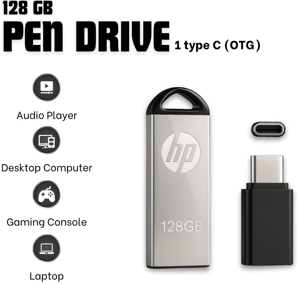 HP PENDRIVE 128 GB V220A 128 GB Pen Drive Compatible with Audio Player, Desktop Computer, Laptop, Mobile, Tablet USB 3.0 Metal Case-image-32