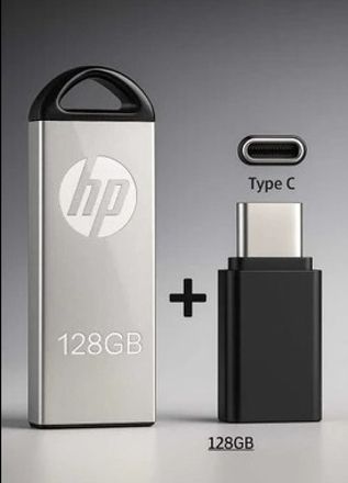 HP 220 Metal 128 GB Pen Drive Compatible with Audio Player, Laptop, Desktop Computer, Television, Netbook USB 2.0, USB 3.0 Metal Case