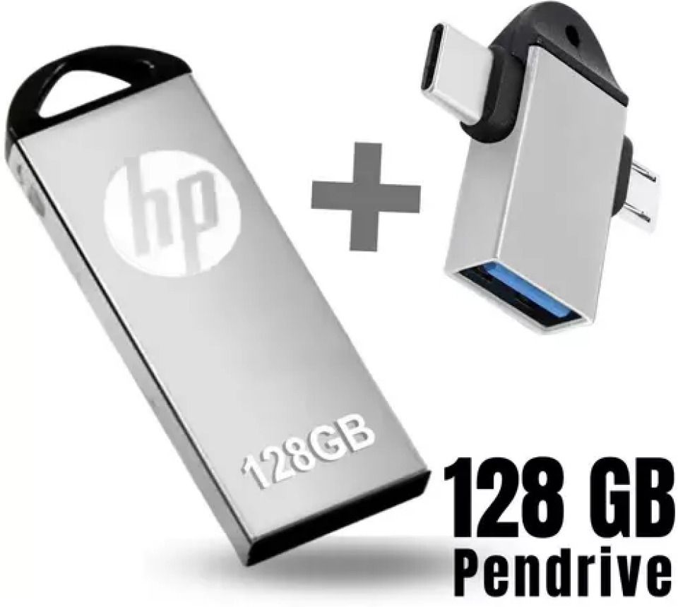 HP v220w 2IN1 OTG 128 GB Pen Drive Compatible with Desktop Computer, Mobile, Laptop, Tablet, Television USB 2.0 Metal Case