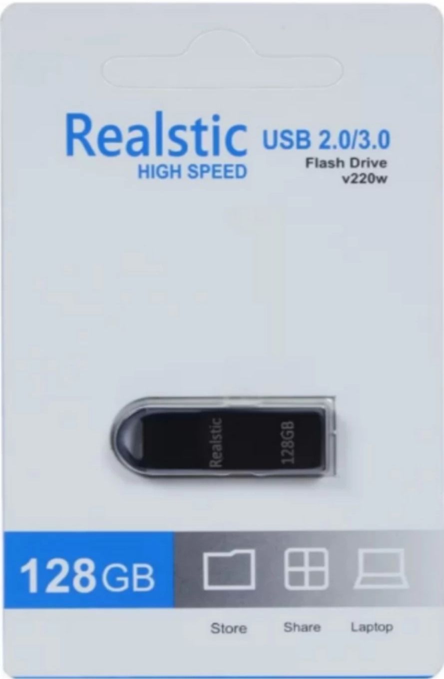Realstic v220w 2in 128GB High-Speed USB Flash Drive 128 GB Pen Drive Compatible with Desktop Computer, Gaming Console, Television USB 3.0 Metal Case
