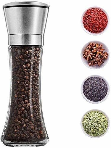 moozico Pepper Grinder Crusher Shakers with Adjustable Kitchen Glass, Stainless Steel Squeeze Mill-picture-17