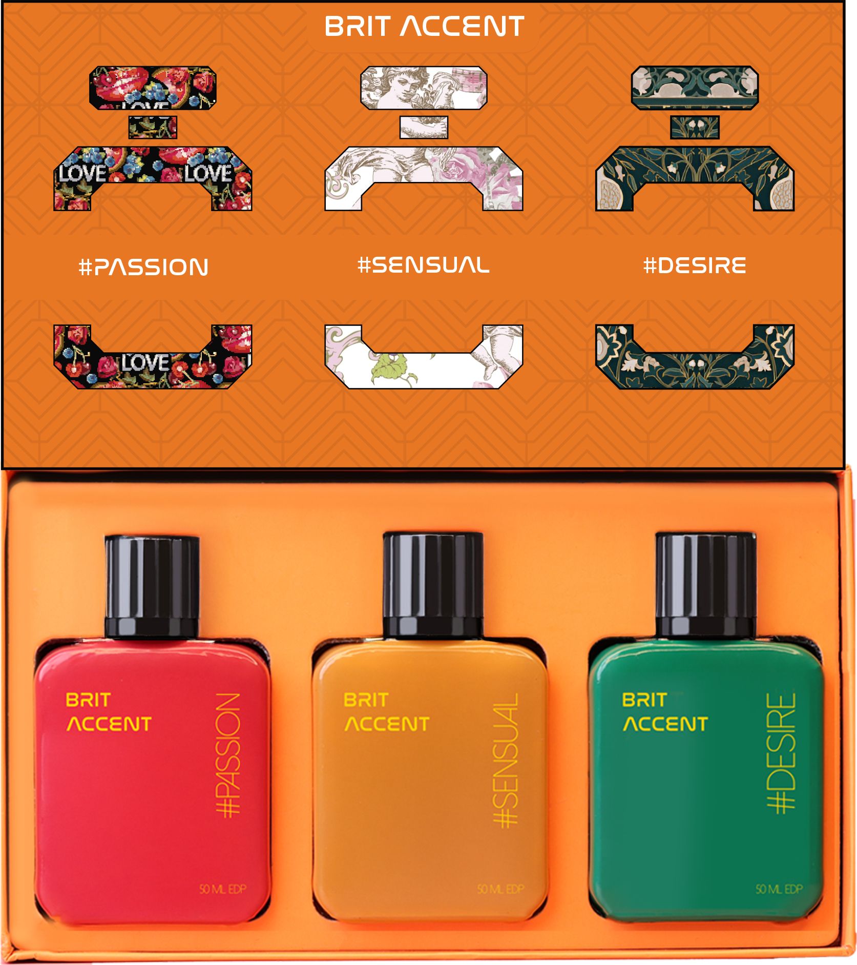 |Grandeur Premium Collection Gift Set|3 X 50 ML| #Passion #Sensual #Desire| Extrait De Parfum - 150 ml