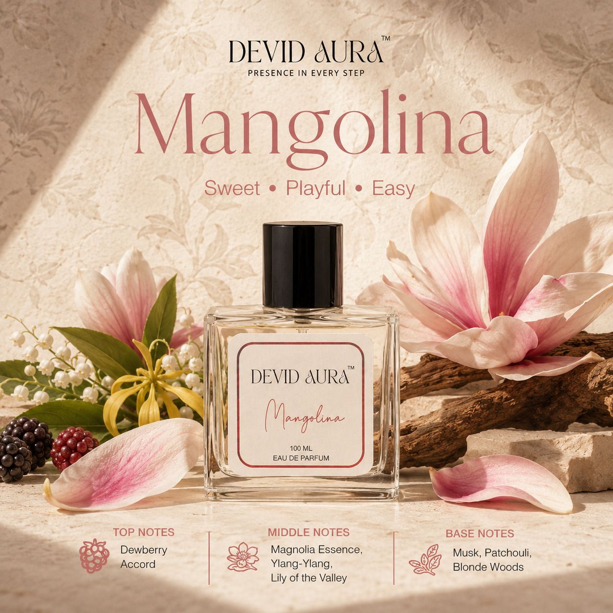 devid aura MANGOLINA Eau De Parfum 100ml / 30ml | Rich, Long-Lasting Fragrance Eau de Parfum - 30 ml-picture-18