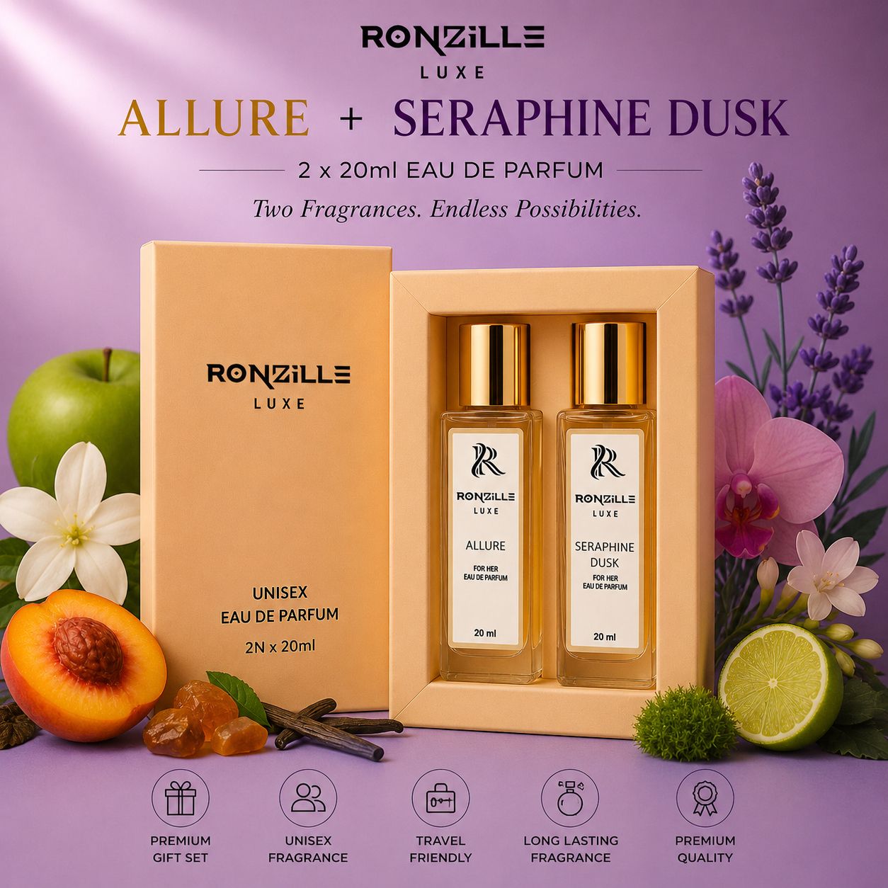 ronzille Luxe Allure+ Serphine Dusk Perfume Gift Set of 2 Eau de Parfum - 40 ml-picture-34