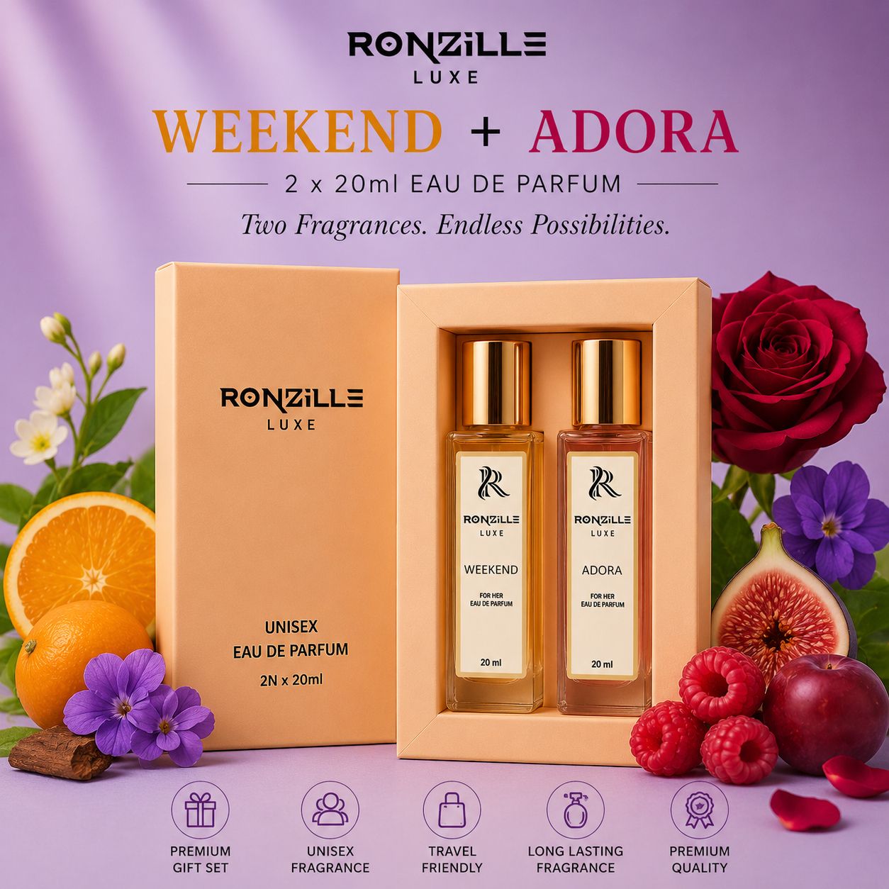 ronzille Luxe Weekend + Adora Perfume Gift Set of 2 Eau de Parfum - 40 ml-picture-42