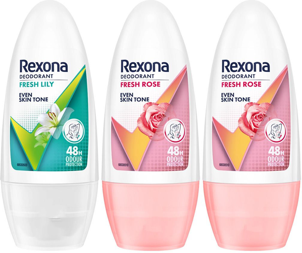 rexona Fresh Lily & Whitening Fresh Rose (pack of 3) Underarm Roll On Deodorant Eau de Parfum - 150 ml-picture-12