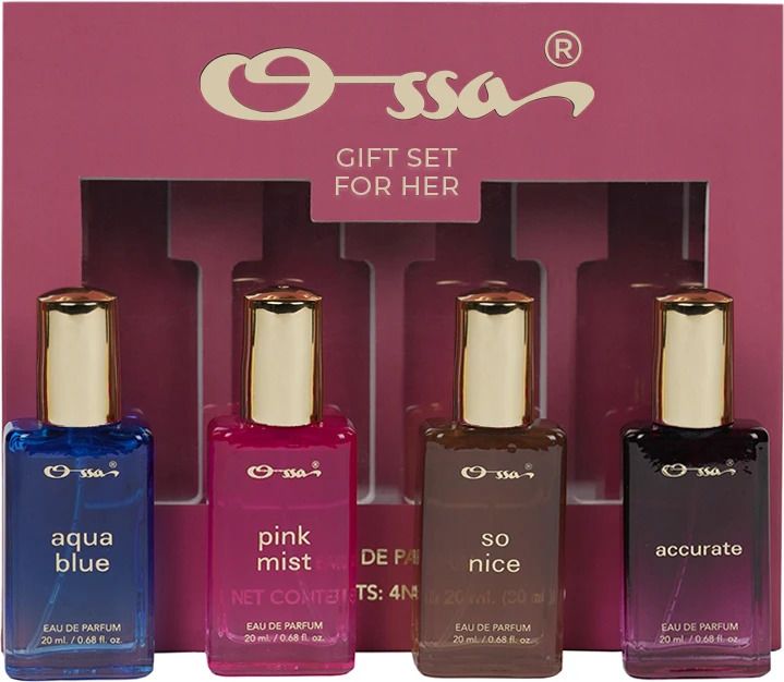 ossa Perfumes Gift Set For Her - Aqua Blue, Pink Mist, Accurate, SoNice (Pack of 4) Eau de Parfum - 80 ml-picture-16