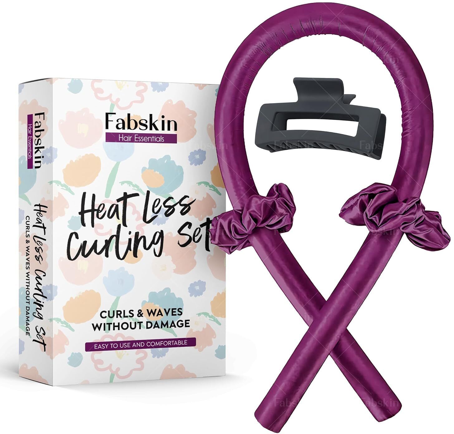 Fabskin Heatless Curler I Curling Rod Headband With Hair Clutcher and Scrunchies - Wine Personal Care Appliance Combo-image-0