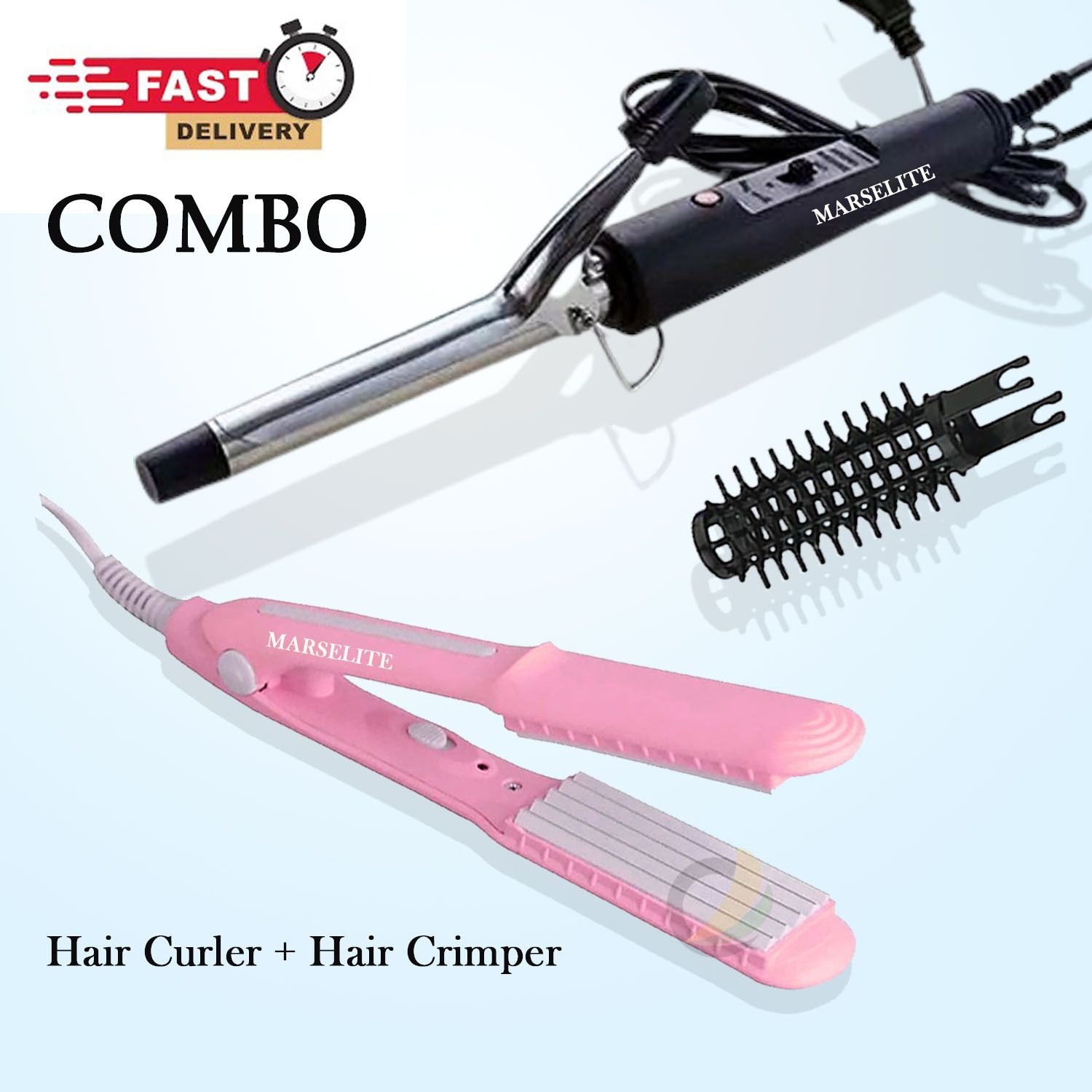 MARSELITE Combo of Professional Hair Curler & Hair Crimper Machine for Girls Hair Rollers Personal Care Appliance Combo