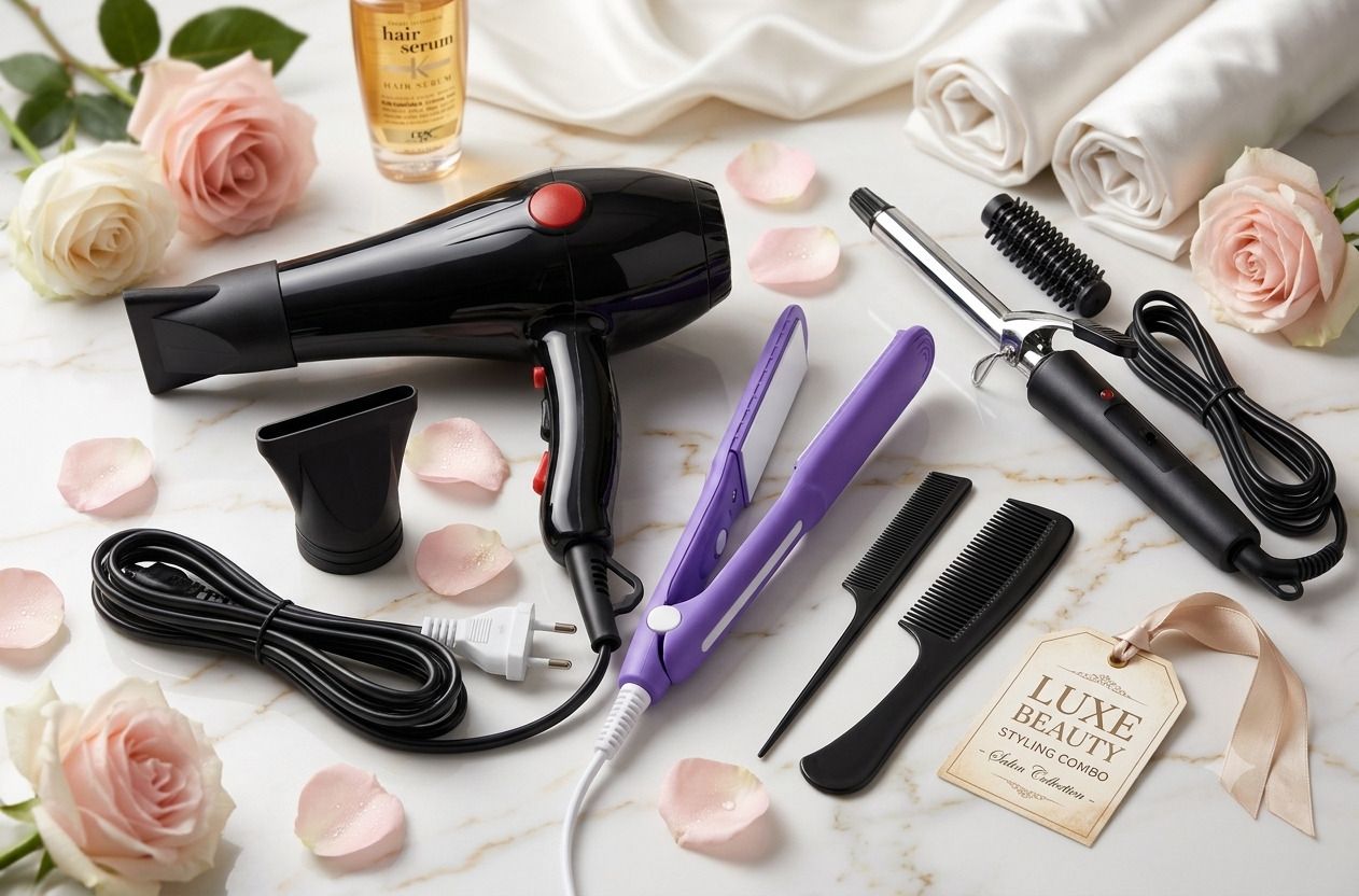 RK INDIA Hair Dryer 2000 Watts Straightener 8006 & 471B Curler With 2 Tail Combs Combo Personal Care Appliance Combo-image-28