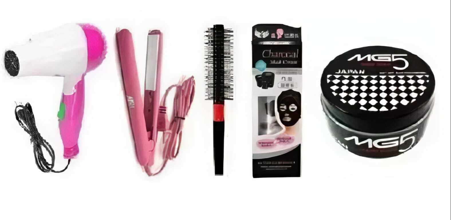 mkldsrh 1290 hair dryer & straightener & comb & charcoal mask & roller comb & hair wax Personal Care Appliance Combo
