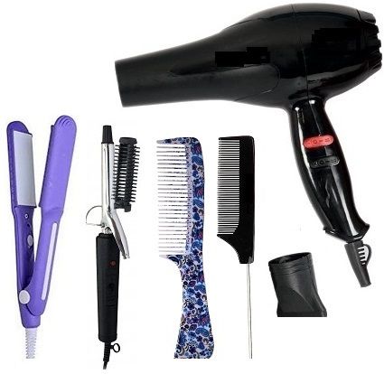 CKINDIA Hair Dryer 1500 Watts Straightener 8006 471b curler and 2 Tail Combs Hair Dryer