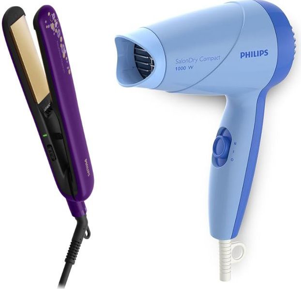 PHILIPS BHS386 Hair Straightener & HP8142 Hair Dryer Personal Care Appliance Combo