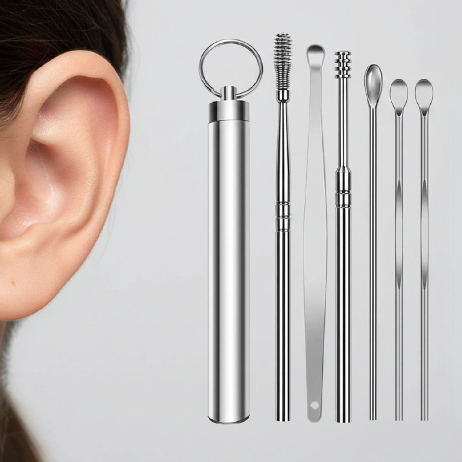 Lexara Ear Wax Removal Tool Kit Stainless Steel Ear Cleaner Pick Scoop Spring Buds Personal Care Appliance Combo-image-3