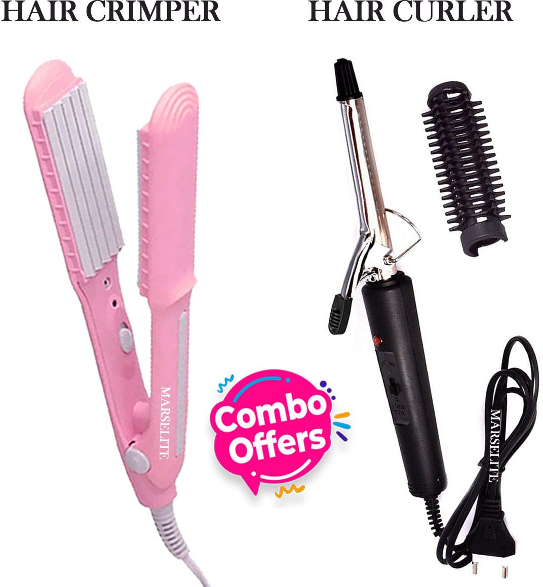 MARSELITE Combo of Professional Hair Curler and Crimper for Girls (Curler+Crimper) Personal Care Appliance Combo