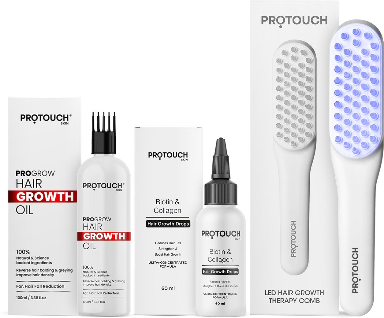 PROTOUCH Hair Growth Therapy Comb, Hair Growth Serum and Hair Growth Oil Personal Care Appliance Combo