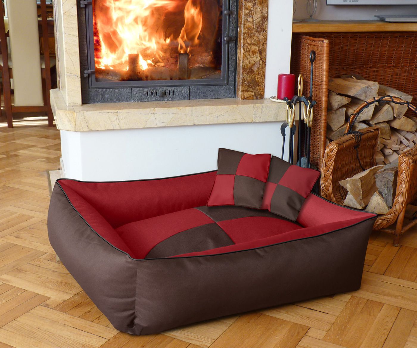 petlux Dog Bed Supersoft Unique Design Dual Color Velvet Bed with 2 Pillow. M Pet Bed-picture-10