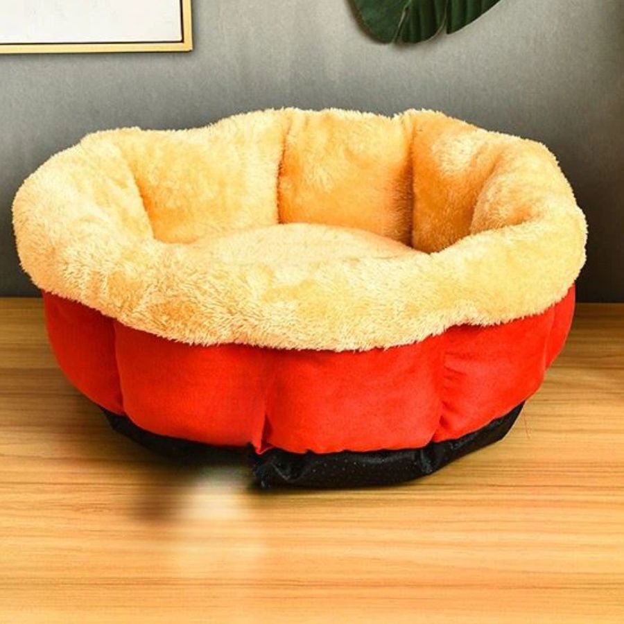 psk pet mart Micro Velvet Calming Dog Bed Washable – Cozy Soft Round Dog Bed M Pet Bed-picture-0