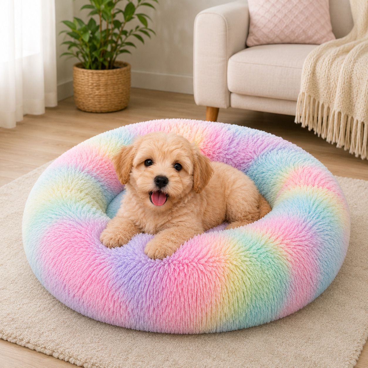 The round donut pet bed is perfect for indoor cats and puppies M Pet Bed M Pet Bed-image-12
