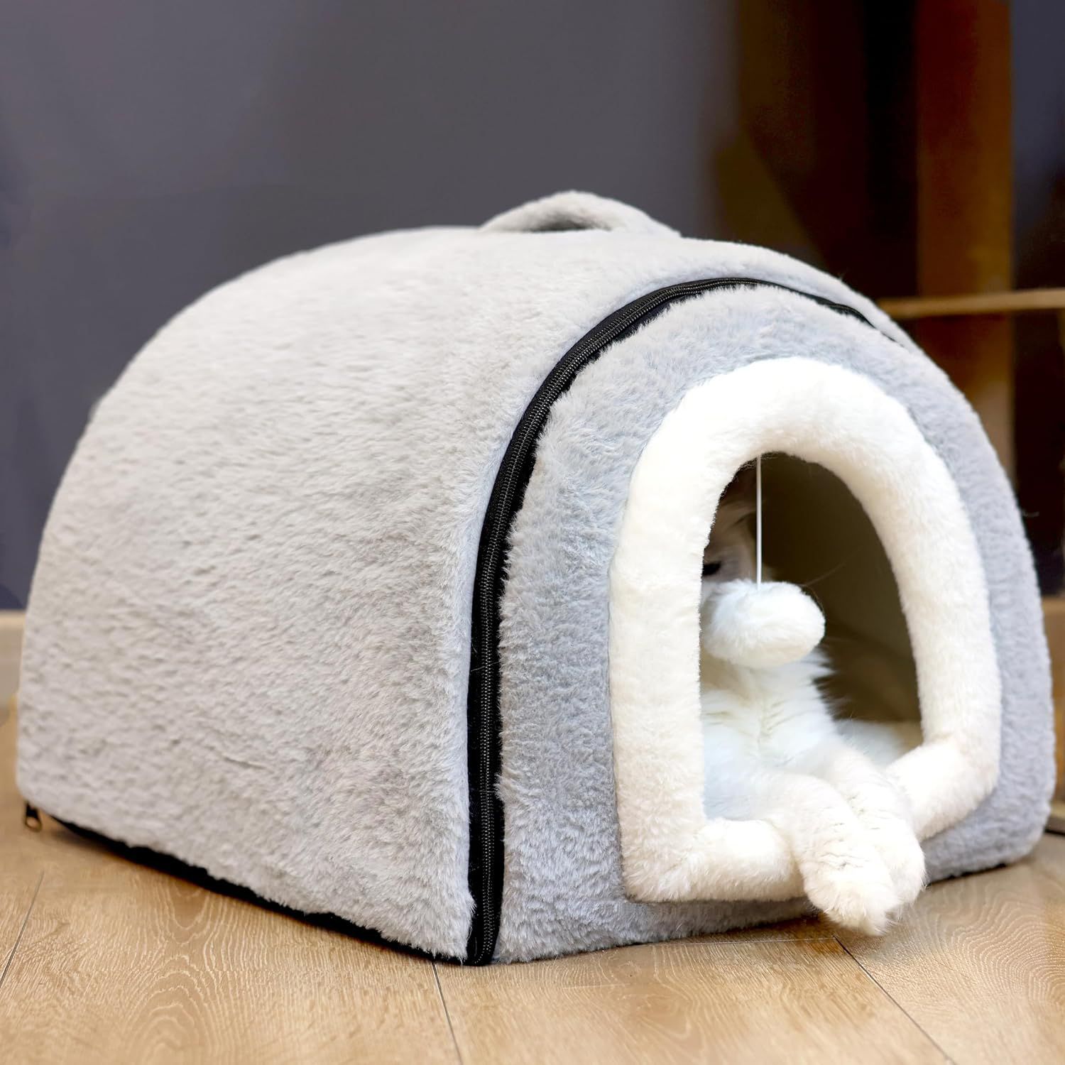 mewkat Luxury Soft Pet Igloo House for Cats & Small Dogs S Pet Bed-picture-46