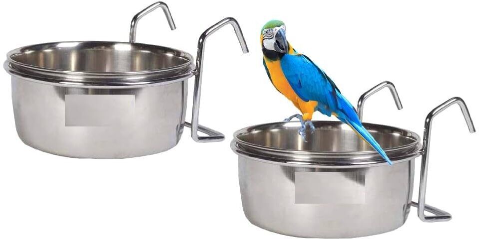Bird Feeding Bowl with Hanger – 250ml Cups for Food and Water Stainless Steel Pet Bowl-image-13