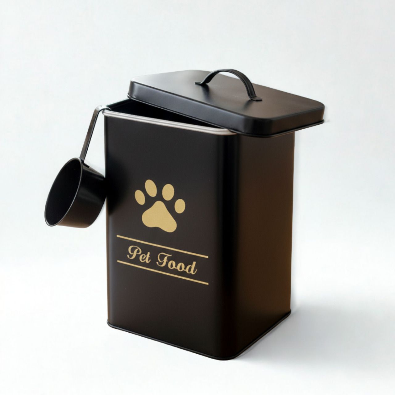 Pet Food Storage Container |Airtight Metal Bin with Scoop|Dispenser for Dog, Cat Steel Pet Bowl-image-0