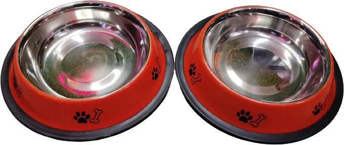 petfun Stainless Steel Printed Dog Anti Skid Food Water Feeding Bowl for Dogs-PACK OF 2 Stainless Steel Pet Bowl-picture-23