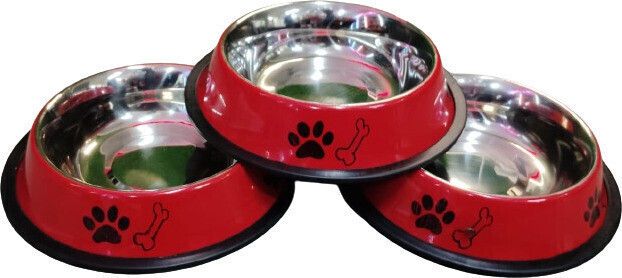 petfun Stainless Steel Printed Dog Anti Skid Food Water Feeding Bowl for Dogs-PACK OF 3 Stainless Steel Pet Bowl-picture-22