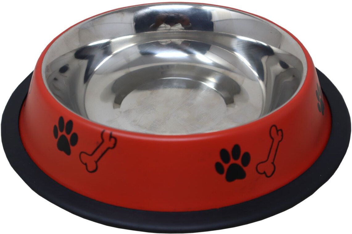 Anti Skid Printed Stainless Steel Feeding Water Bowls for Dogs, Cats Steel Pet Bowl-image-2