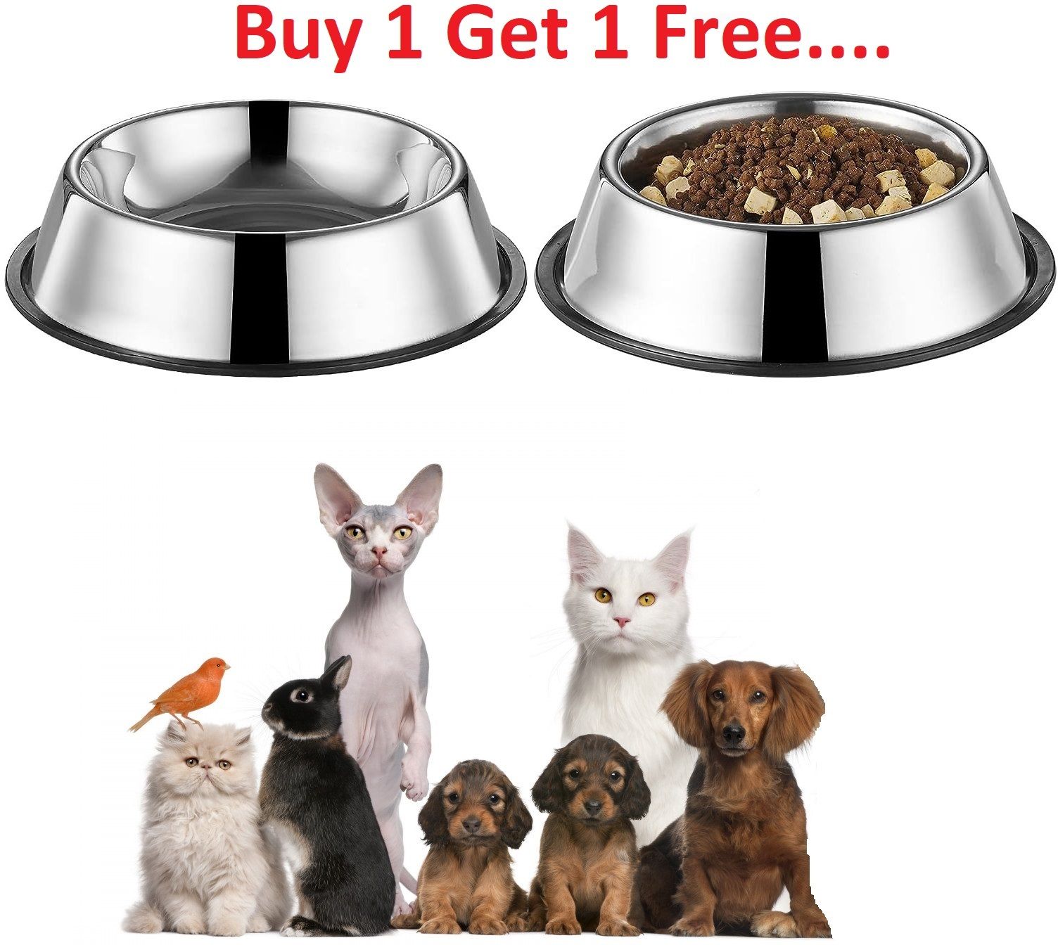 Stainless Steel Dog Bowl Medium (Buy 1, Get 1 Free) Cat Bowl Stainless Steel Stainless Steel Pet Bowl-image-35