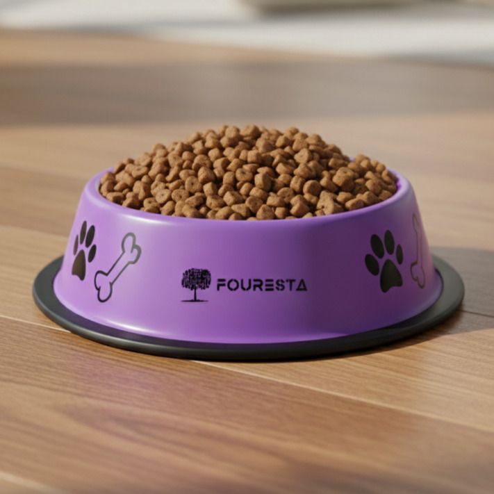 Pet Bowl 800ml Round Stainless Steel Feeding Bowl for Dogs and Cats (Red) Stainless Steel Pet Bowl-image-0