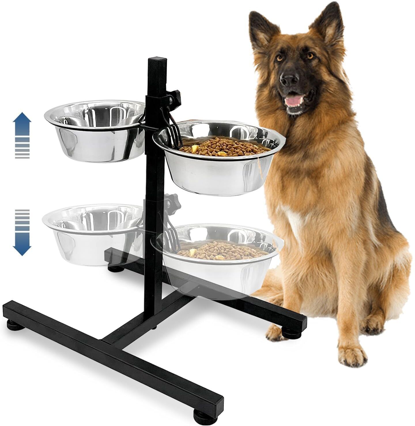 bowlfull buddies Adjustable Pets Bowl H-Base Stand with Stainless Steel Removable Bowls Stainless Steel Pet Bowl-picture-46
