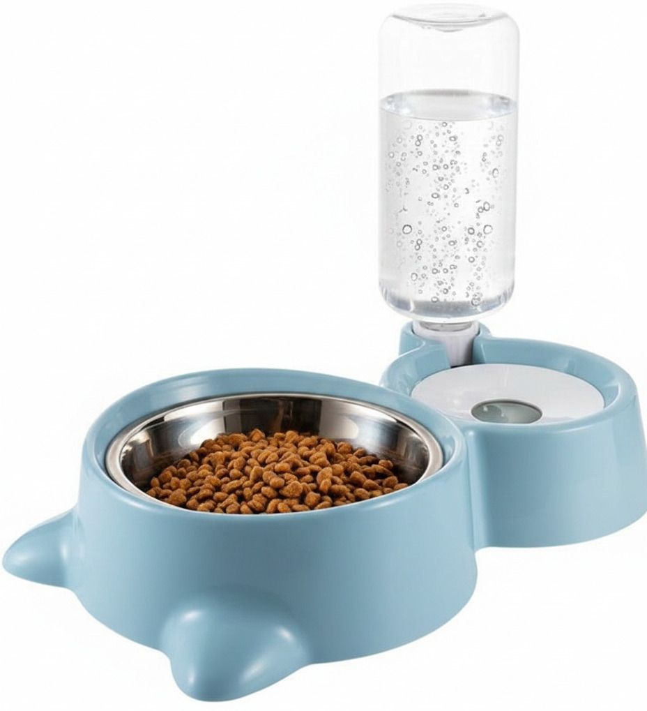 maharaj mall 2 in 1 Pet Feeder Stainless Steel Bowl with Automatic Water Dispenser, Anti-Slip Plastic Pet Bowl & Bottle-picture-37