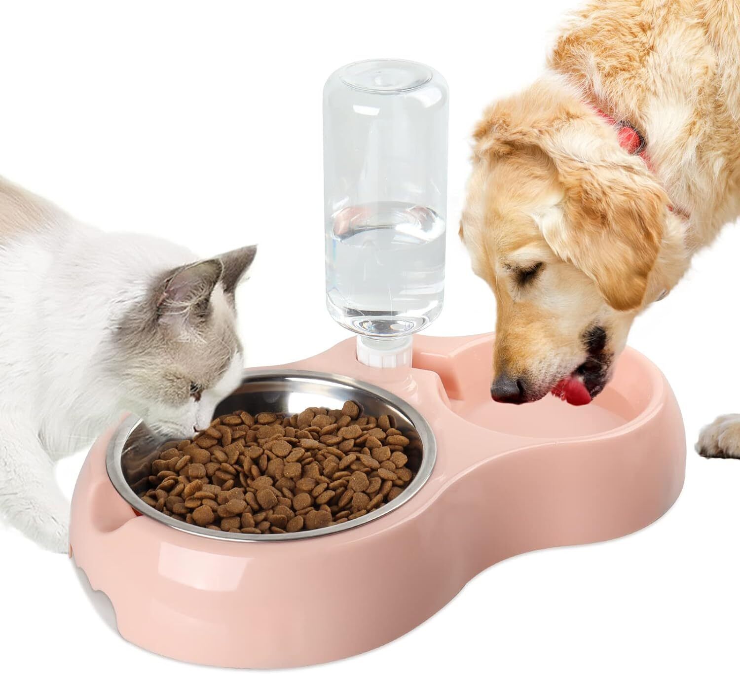 Pets Food Bowl with Automatic Water Feeder for Small Medium Plastic Pet Bowl & Bottle-image-13