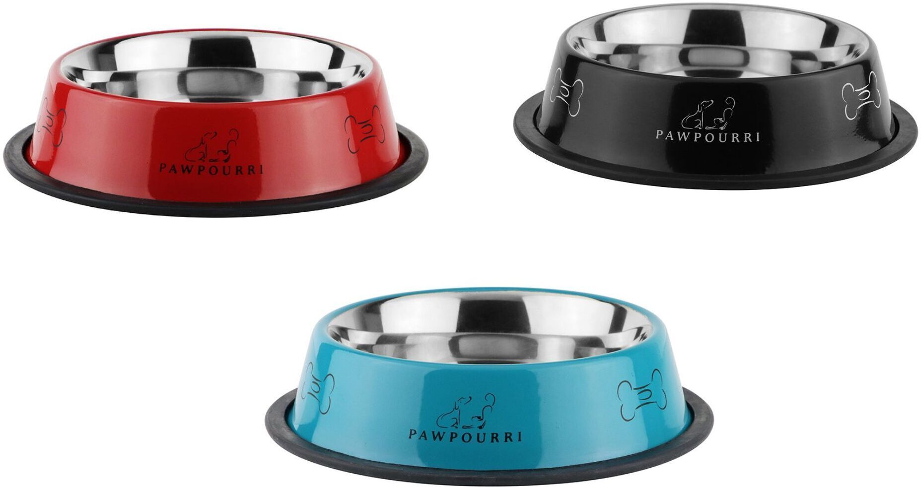 Combo of Anti-Skid Feeding Bowls for Dogs, Cats & Puppy Pet Bowl pack of 3 Stainless Steel Pet Bowl-image-5