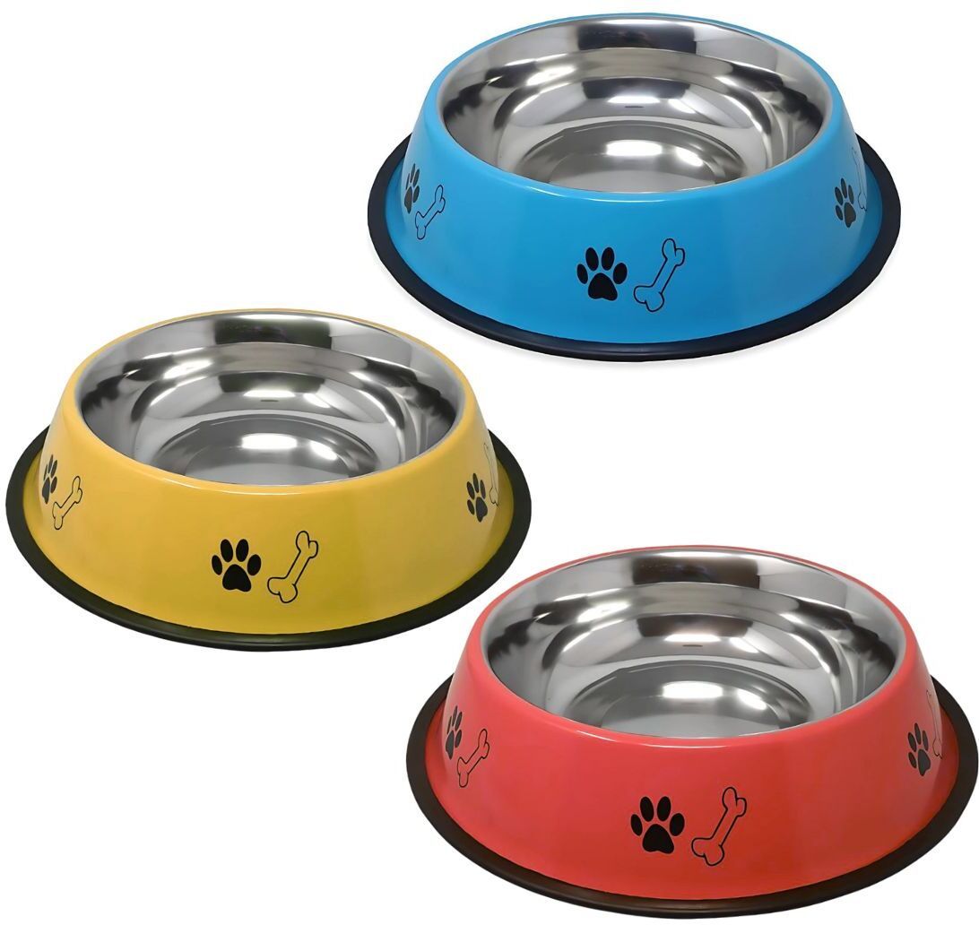 petfun Stainless Steel Printed Dog Anti Skid Food Feeding Bowl for Dogs (Pack OF 3) Stainless Steel Pet Bowl-picture-12