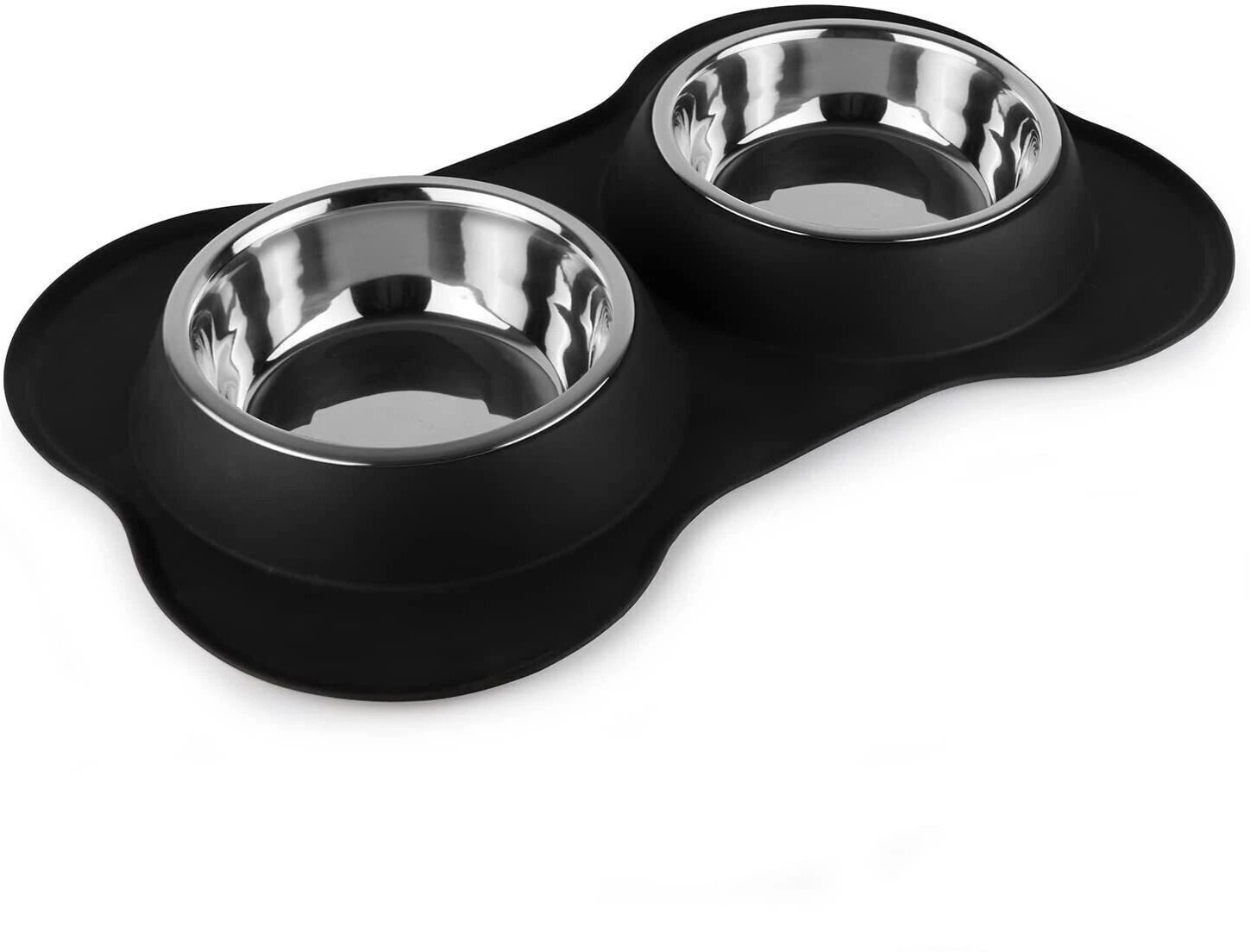 Dog Bone Shaped Stainless Steel Pet Bowl Combo With Non-Slip Silicone Base Stainless Steel Pet Bowl-image-1