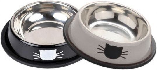 Anti Skid ,Non-Slip Cat Feeding Bowl for Kitten and pets Stainless Steel Pet Bowl & Bottle-image-2