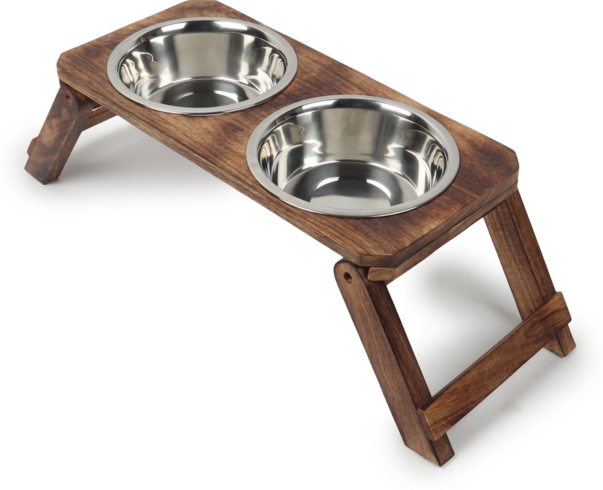 home bargains Double Bowl Wooden Elevated Pet Feeder Stand with Stainless Steel Bowls| Wooden Pet Bowl-picture-10