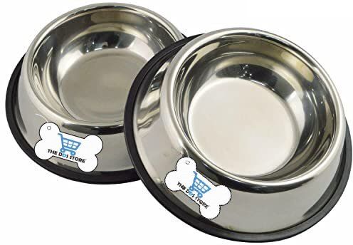 Anti Skid Stainless Steel Travel Feeding Food Water Bowl Dish 400 ML Set of 2 Stainless Steel Pet Bowl-image-40